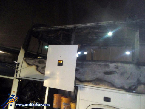 آتش سوزی اتوبوس در ترمینال + تصاویر