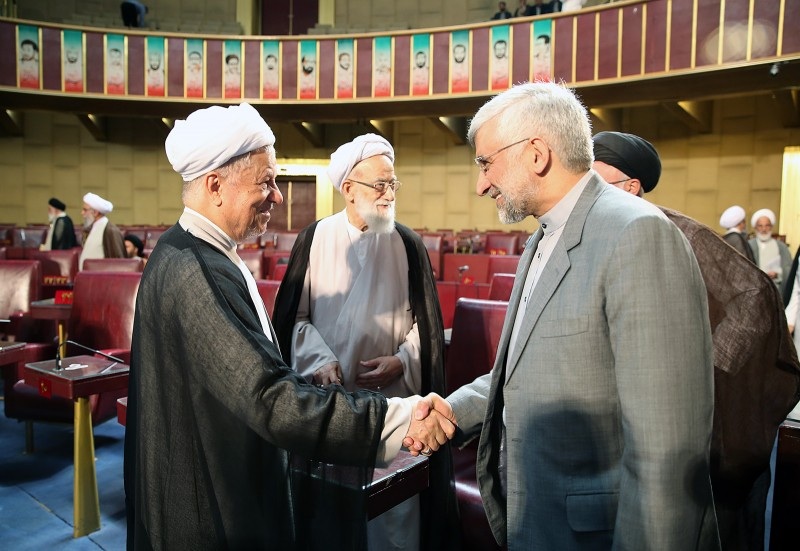 تصاویر مواجهه هاشمی با جنتی و جلیلی در مجلس خبرگان