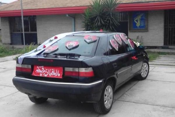 تزئین ماشین عروس به یاد مدافعان حرم در مازندران / عکس