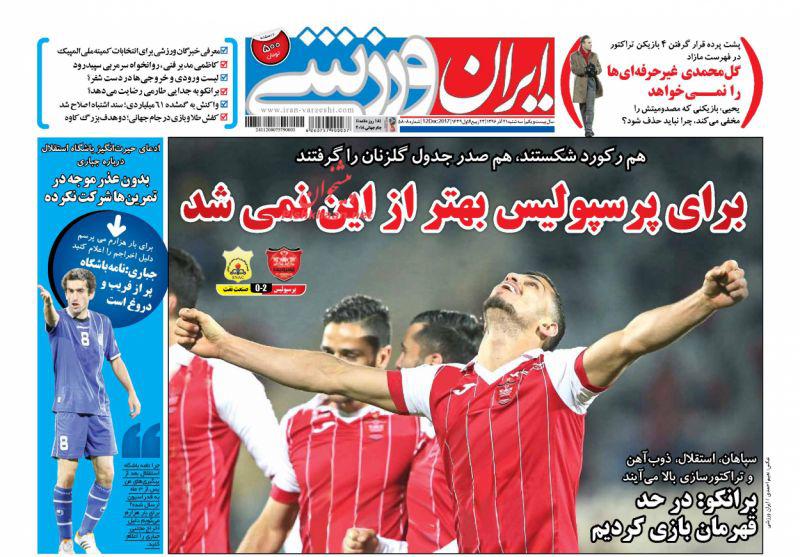صفحه اول روزنامه های سیاسی و ورزشی سه شنبه 21 آذر 